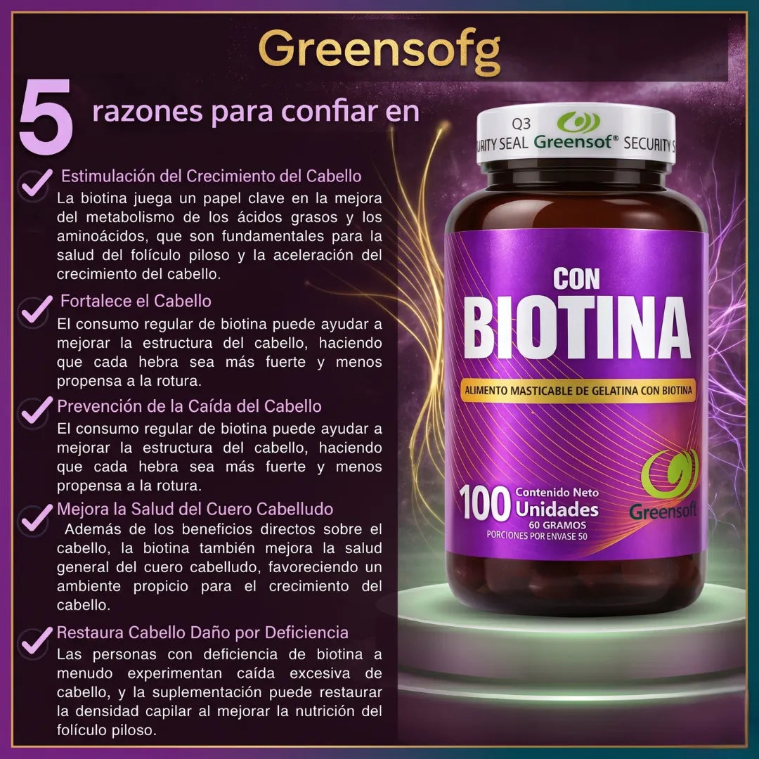 Suplemento Biotina Cápsulas Softgel 1000mcg