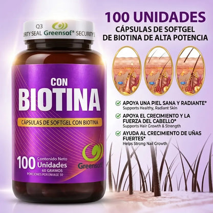 Suplemento Biotina Cápsulas Softgel 1000mcg