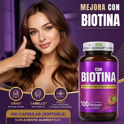 Suplemento Biotina Cápsulas Softgel 1000mcg